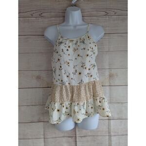 Paper Crane Anthropologie Off White Floral Cami Top size XSMALL New
